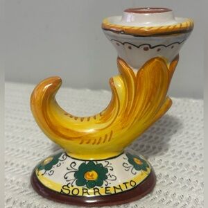 Vintage Italian Colorful Ceramic Candlestick Holder